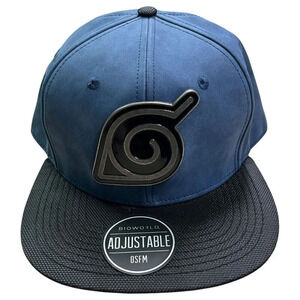 Naruto Shippuden Collection Snapback Hat Baseball Cap Navy Black Metal Logo